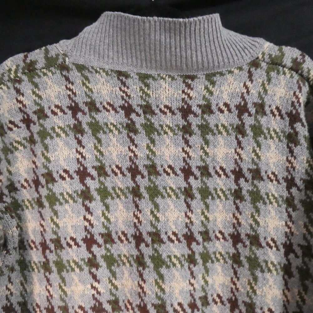 Heavy Wool Blend Houndstooth Button-Up Cardigan | xl - extra large | V-Neck - Picture 10 of 15
